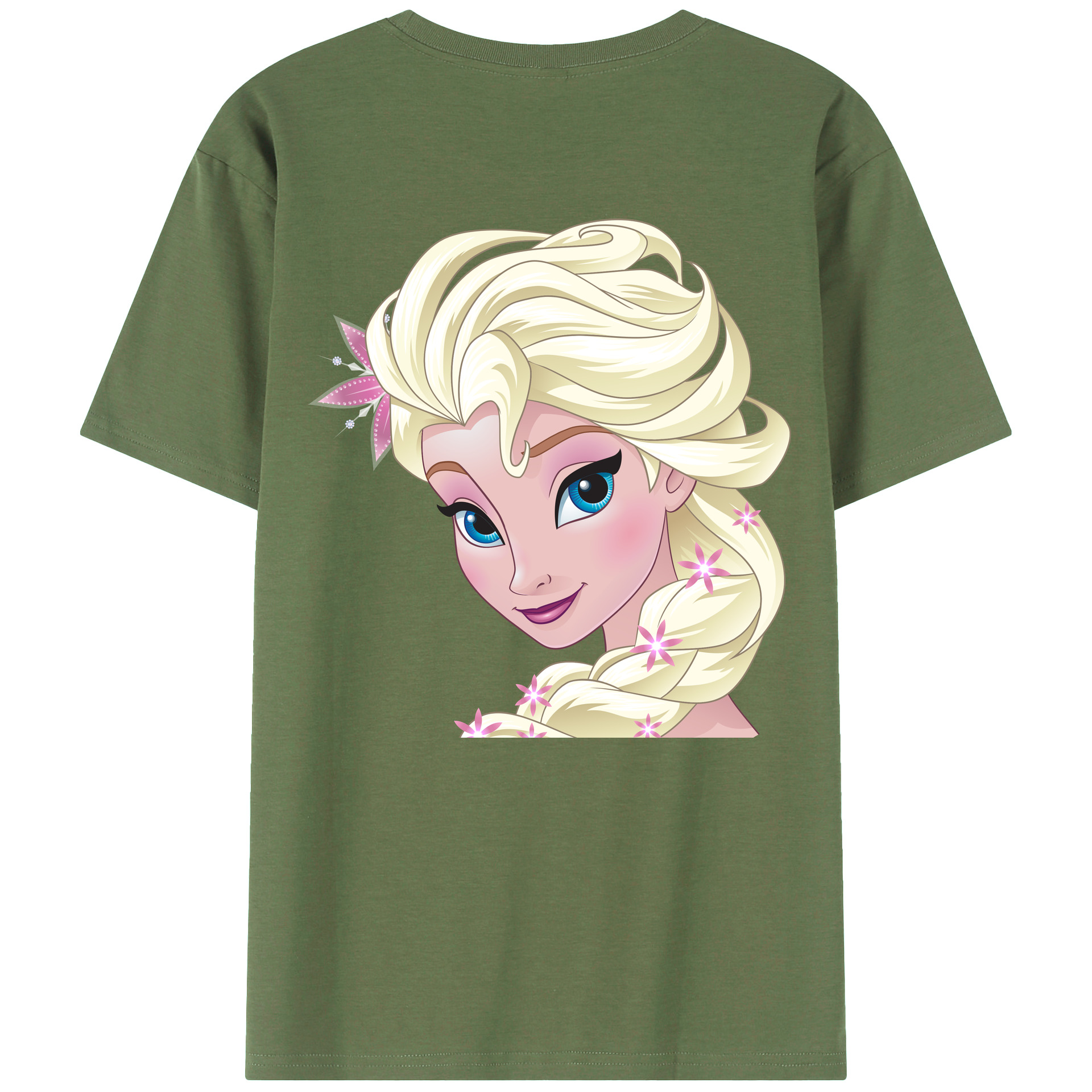 （画像用） アナと雪の女王 アンナ エルサ Frozen Anna Elsa 綿100％ メンズ半袖Tシャツ（バックプリント） 通気性